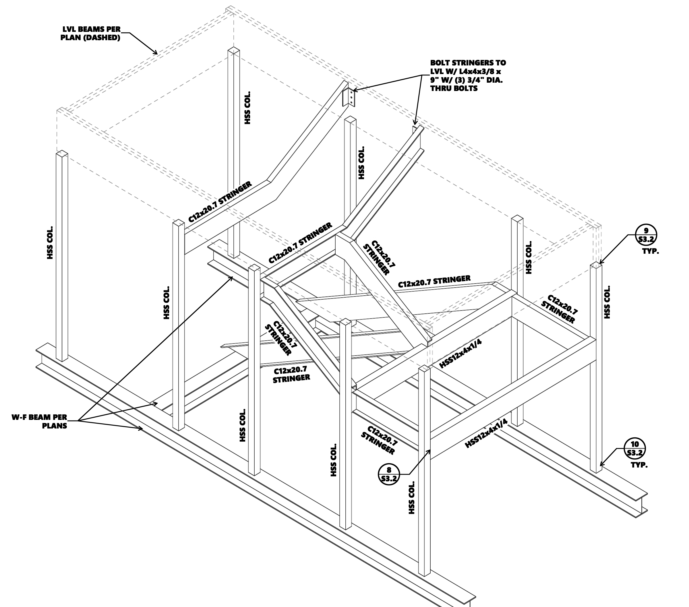 Lexington — welded steel stair frame connection drawing