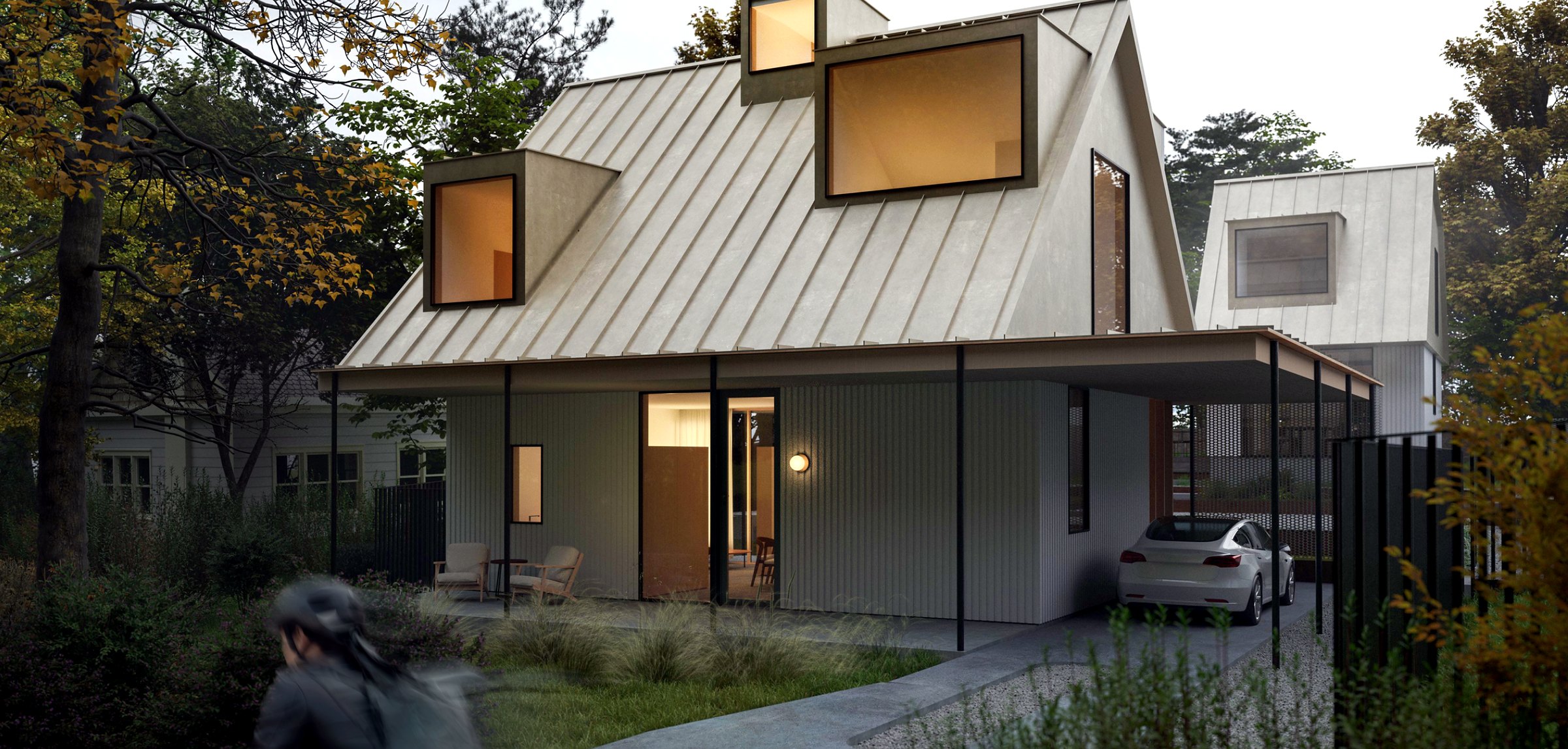 East Annie — gabled metal cottage, Murray Legge Architecture