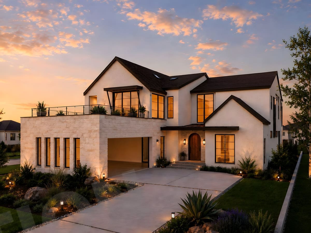 Enfield Residence — A quietly composed residence that glows at dusk, engineered from foundation through roof framing.