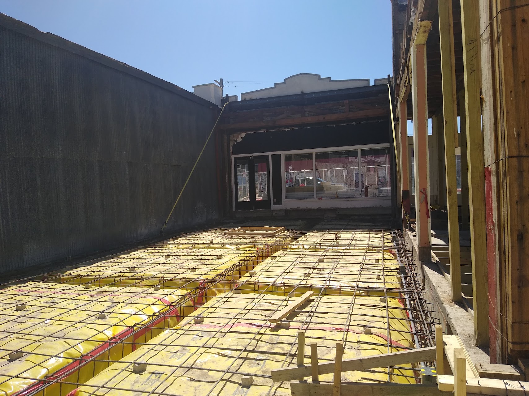 Rebar grid of a slab foundation before the pour
