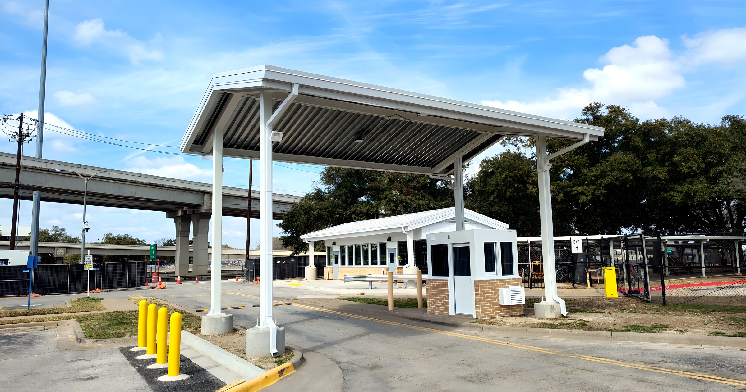 IRS Visitor Center — A visitor screening canopy for a federal campus — public government steel, built and in service.