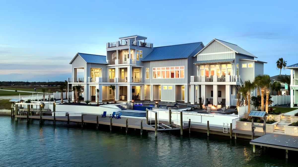 The Last Resort — A high-wind coastal estate on the Rockport waterfront — engineered for hurricane-exposure wind from the main house to the pool terrace.