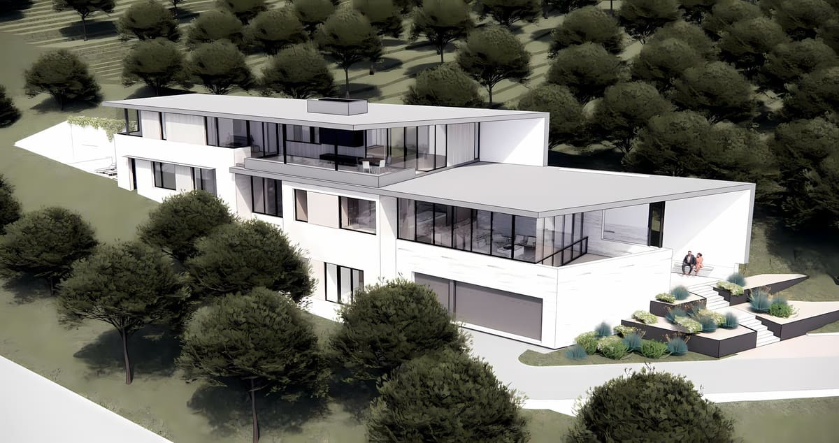 Terrace Mountain — A modern hillside residence in West Lake Hills, engineered to step down its site with the architecture.